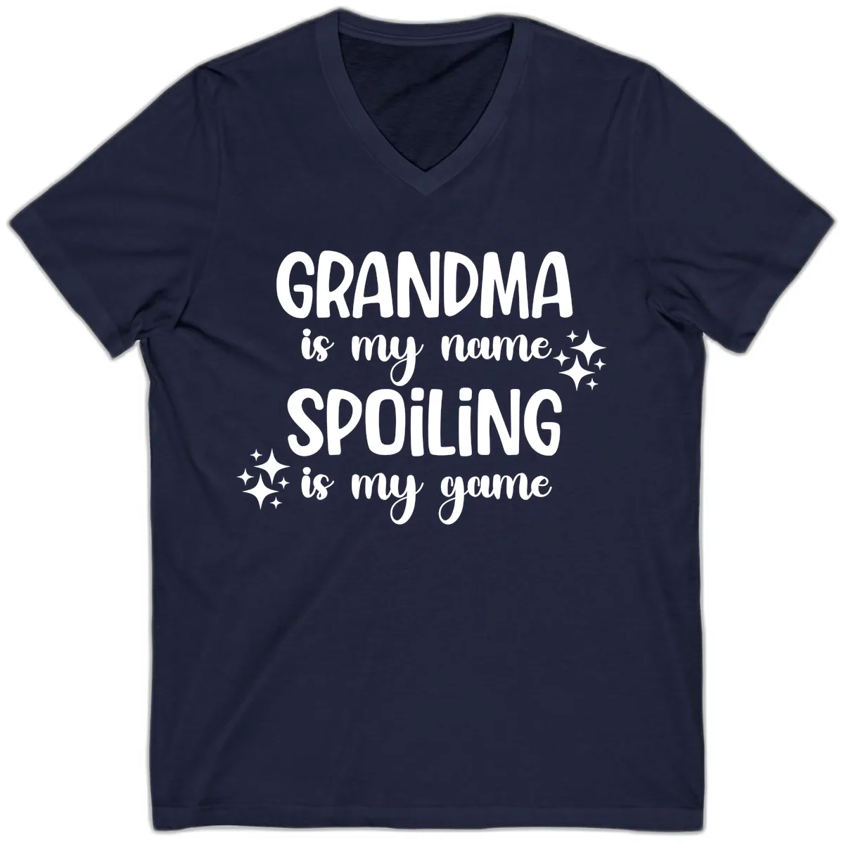 Grandma Is My Name Spoiling Is My Game V-Neck in Navy